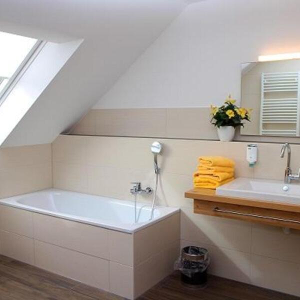Badezimmer im Landgasthof Adler-Pelzmühle  