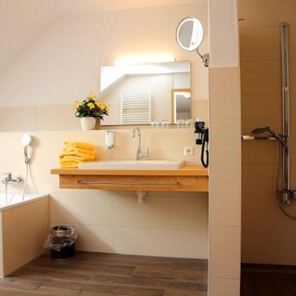 Badezimmer mit begehbarer Dusche Adler-Pelzmühle  