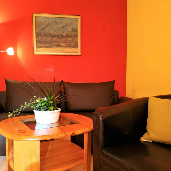 Wohnzimmer mit ausziehbarer Schlafcouch